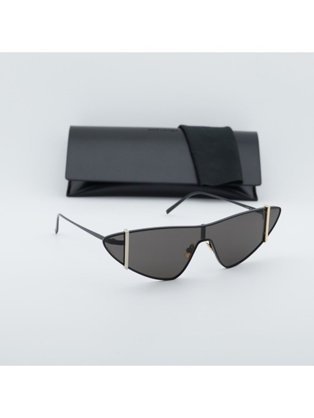 Saint Laurent SL536 001 Sunglasses Black Rimless Shield Frame, Black Lenses - Picture 10 of 10